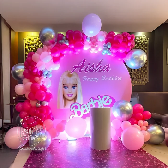 birthday Pink Barbie Theme Birthday Balloon Decor