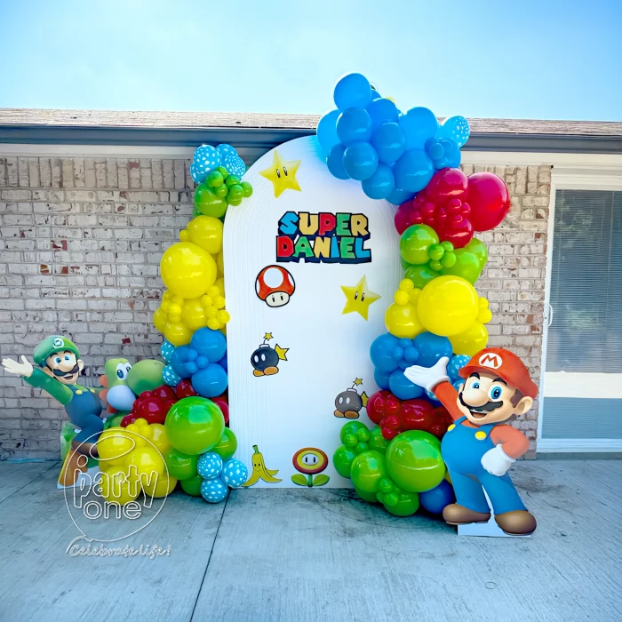 birthday Mario Themed Birthday Balloon Decoration