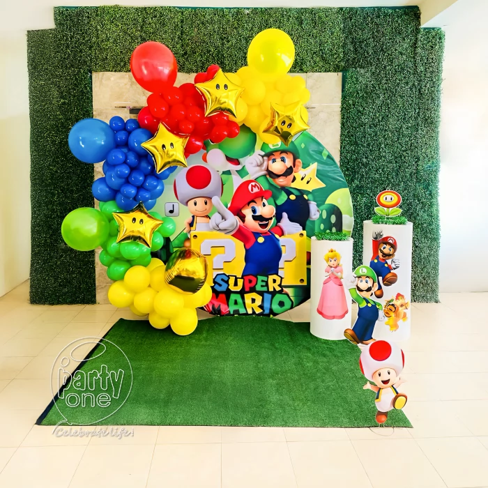 birthday Mario Brothers Balloon Backdrop Decoration