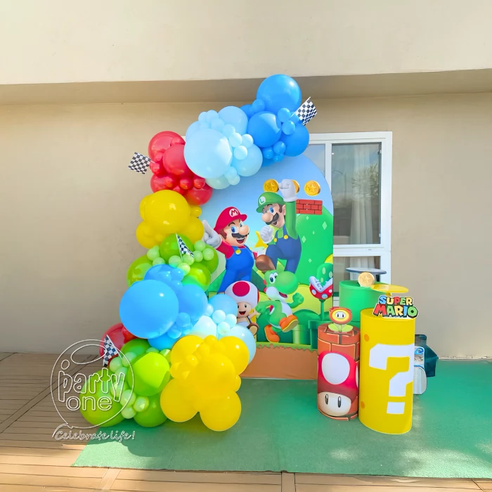 birthday Simple Super Mario Theme Balloon Decoration