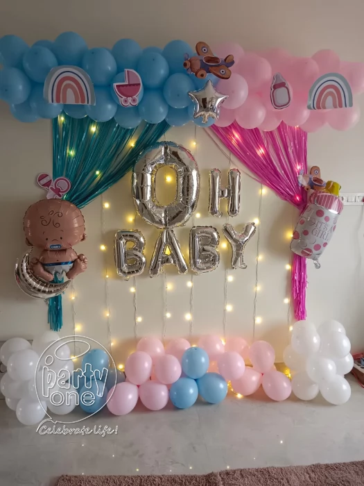 baby shower decorations Pink and Blue Balloon Baby Shower Wall Decor