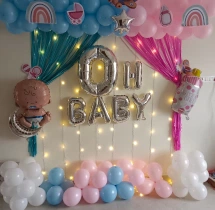 baby shower decorations Pink and Blue Balloon Baby Shower Wall Decor