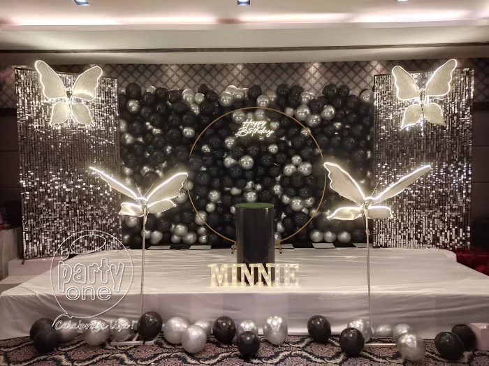 birthday Black and White Sequin Butterfly Theme Decoration