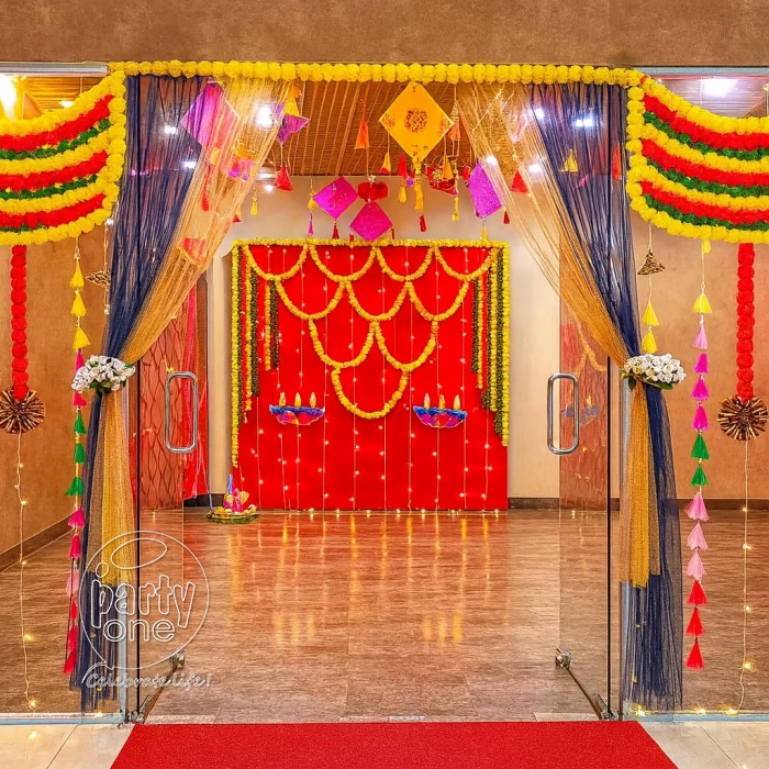 festival decorations Diwali Office Entrance and Arch Flower Decoration