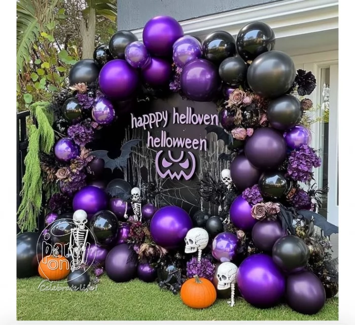 festival decorations Haunted Purple and Black Theme Balloon Decor