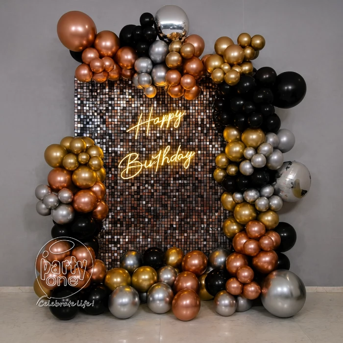 birthday Neon Light Sequin Birthday Balloon Decoration
