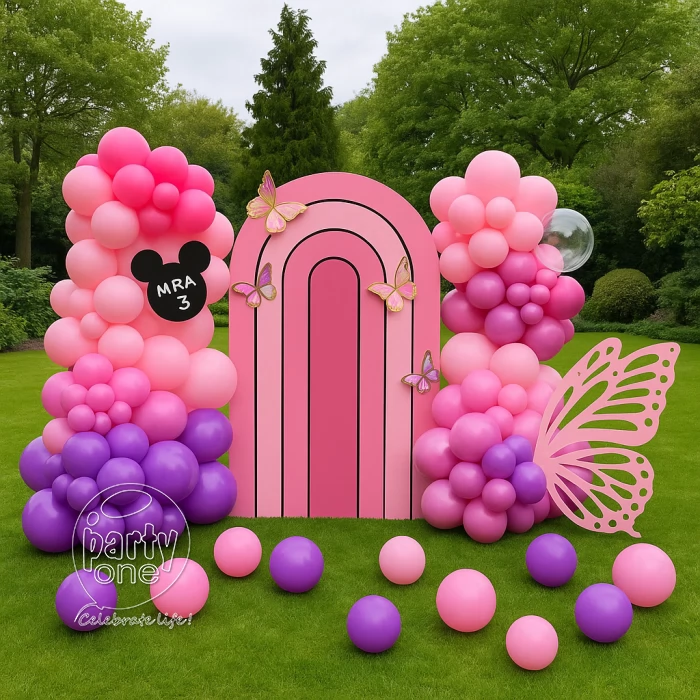 birthday Soft Colour Butterfly Theme Balloon Decoration