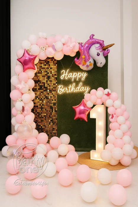 birthday Unicorn Theme Soft Colour Balloon Decoration