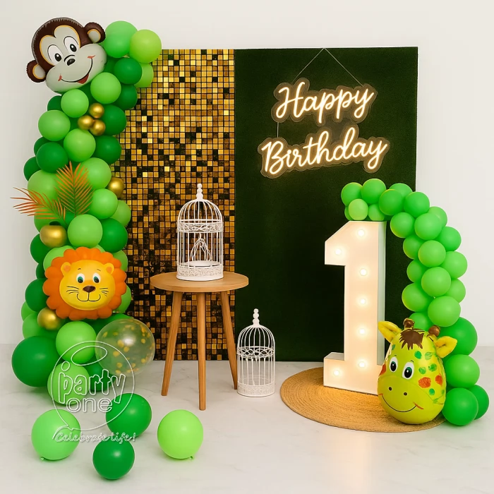 birthday Luxury Jungle Theme Green Hue Balloon Decor