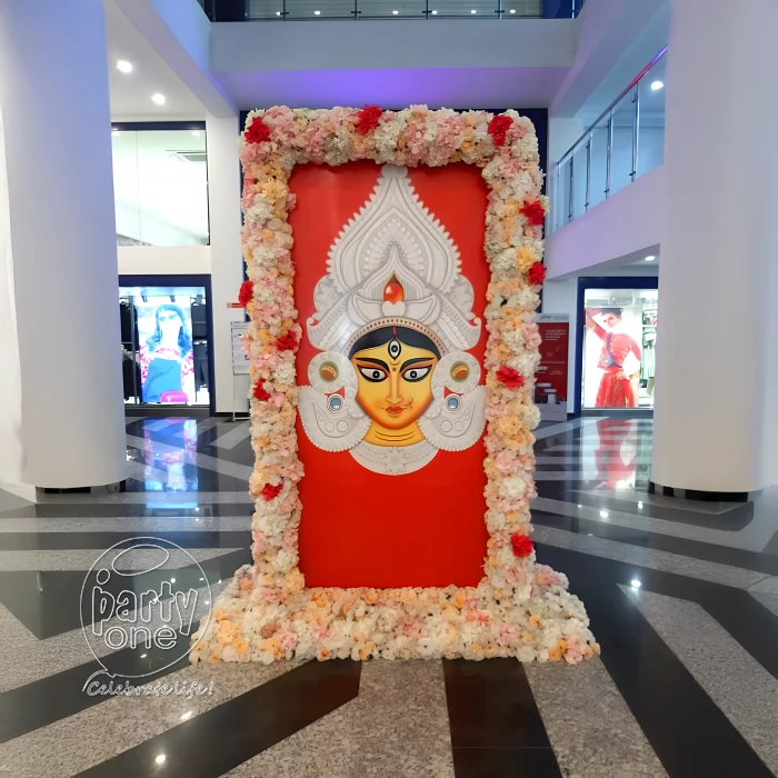 festival decorations Durga Puja Flower Frame Backdrop Decoration