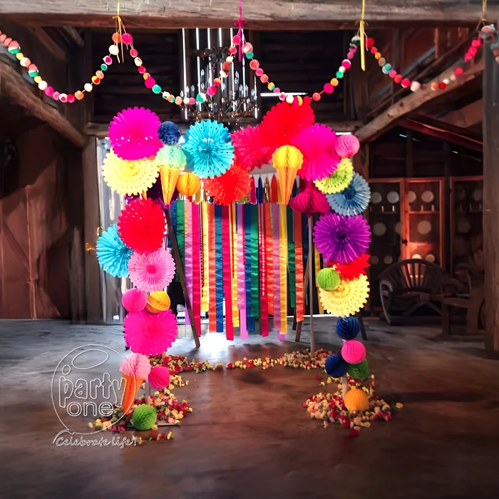 festival decorations Colorful Paper Flower Backdrop Decoration