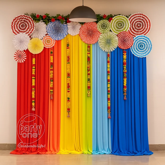 festival decorations Colourful Drapes Backdrop Decoration