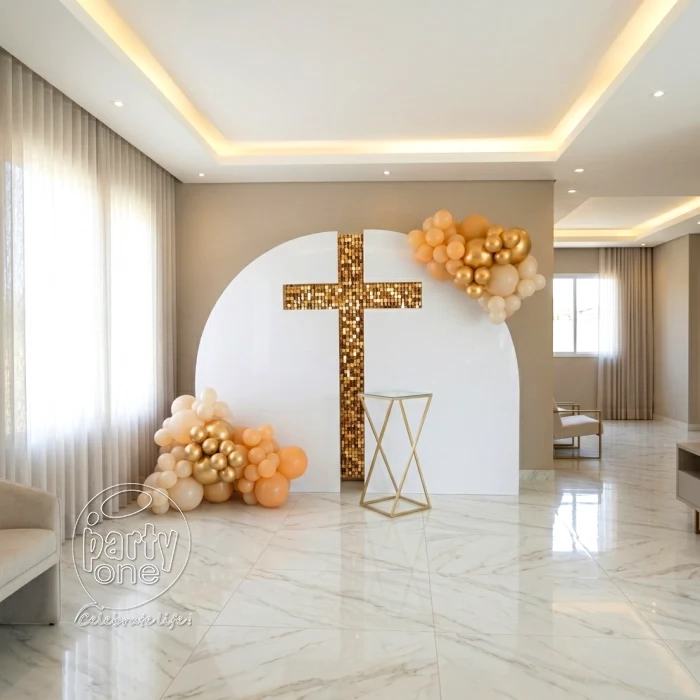 decorations Elegant White and Gold First Holy Communion Backdrop Decor