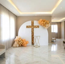 decorations Elegant White and Gold First Holy Communion Backdrop Decor