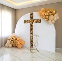 decorations Elegant White and Gold First Holy Communion Backdrop Decor