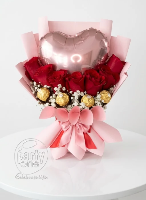 surprises Red Rose and Foil Balloon Bouquet