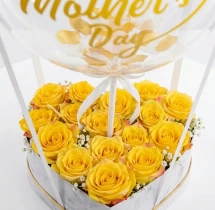 decorations Yellow Rose and Balloon Bouquet