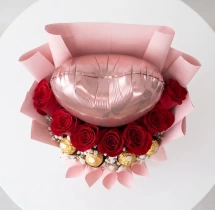 decorations Red Rose and Foil Balloon Bouquet