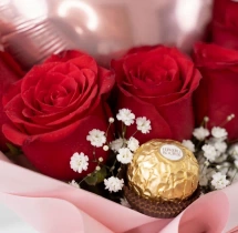 decorations Red Rose and Foil Balloon Bouquet