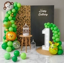 birthday Luxury Jungle Theme Green Hue Balloon Decor