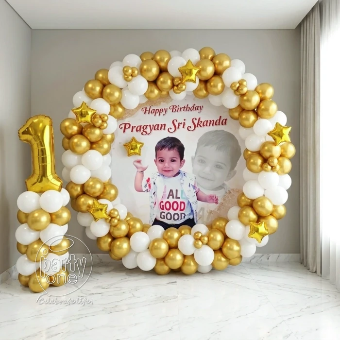 birthday Gold and White Baby Boy Ring Flex Decor