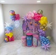 birthday K Pop Theme Balloon Backdrop Setup