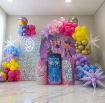 birthday K Pop Theme Balloon Backdrop Setup