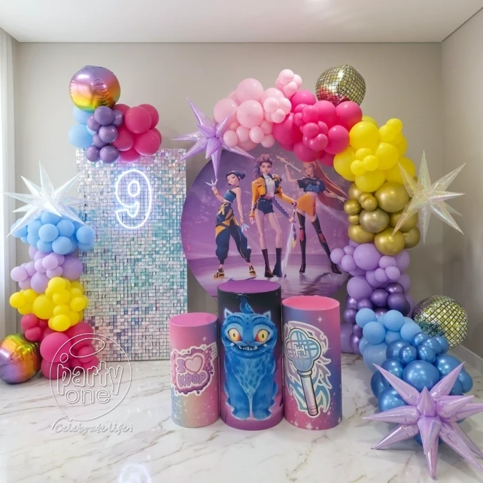 kids theme decorations K Pop Theme Balloon Backdrop Setup