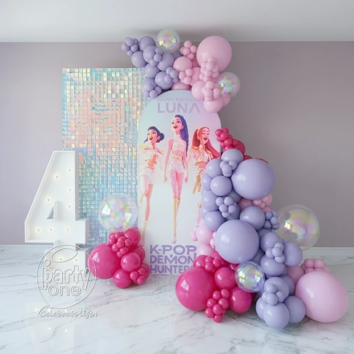 kids theme decorations K Pop Demon Character Backdrop Setup
