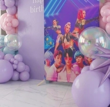 birthday K Pop Birthday Balloon Backdrop Duo