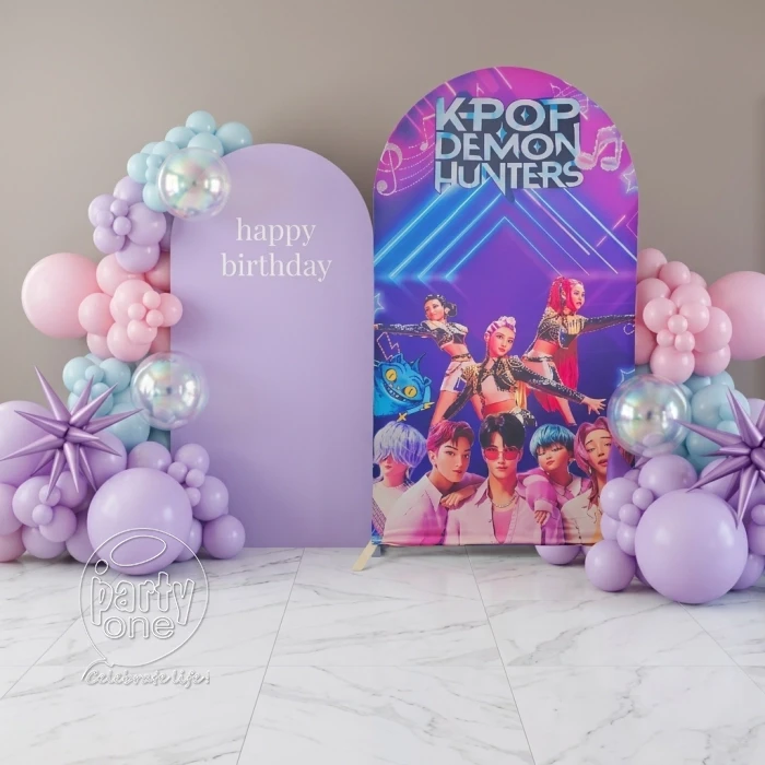 kids theme decorations K Pop Birthday Balloon Backdrop Duo
