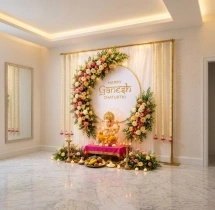 festival decorations Ganesh Chaturthi Flower Wall Backdrop
