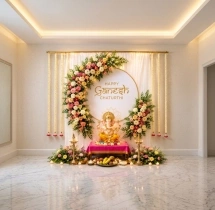festival decorations Ganesh Chaturthi Flower Wall Backdrop
