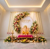 festival decorations Ganesh Chaturthi Flower Wall Backdrop