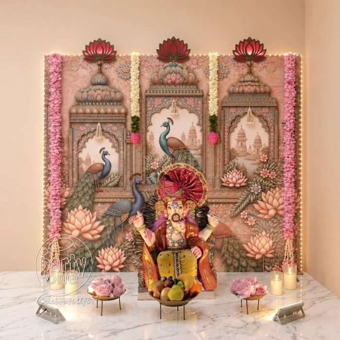 festival decorations Mahal Themed Ganesh Chaturthi Backdrop