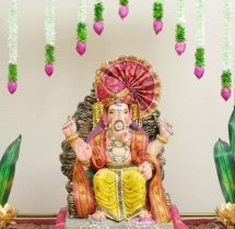 festival decorations Elegant Lotus Floral Ganesha Decoration