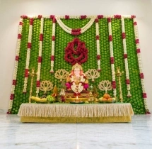 festival decorations Floral Green Backdrop Ganesha Decor