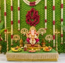 festival decorations Floral Green Backdrop Ganesha Decor