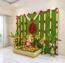 festival decorations Floral Green Backdrop Ganesha Decor