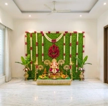 festival decorations Floral Green Backdrop Ganesha Decor