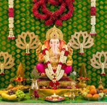 festival decorations Floral Green Backdrop Ganesha Decor