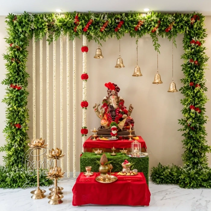 festival decorations Green Elegant Ganpati Decor