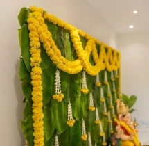 festival decorations Authentic Marigold Banana Leaves Backdrop Decor