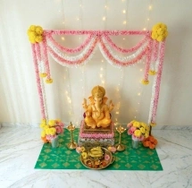 festival decorations Pastel Theme Ganesh Chaturthi Decor at Home