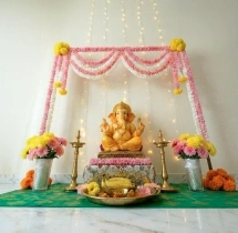 festival decorations Pastel Theme Ganesh Chaturthi Decor at Home