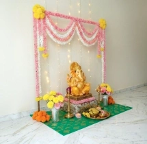 festival decorations Pastel Theme Ganesh Chaturthi Decor at Home