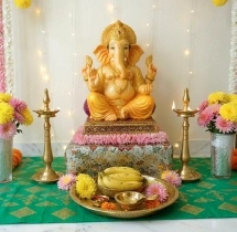festival decorations Pastel Theme Ganesh Chaturthi Decor at Home