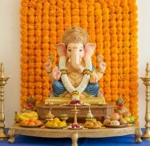 festival decorations Blue Themed Ganpati Puja Flower Decoration