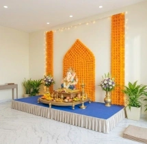 festival decorations Blue Themed Ganpati Puja Flower Decoration