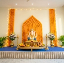 festival decorations Blue Themed Ganpati Puja Flower Decoration